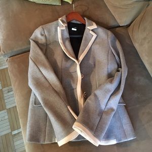 J Crew grey/white piping Wool blazer